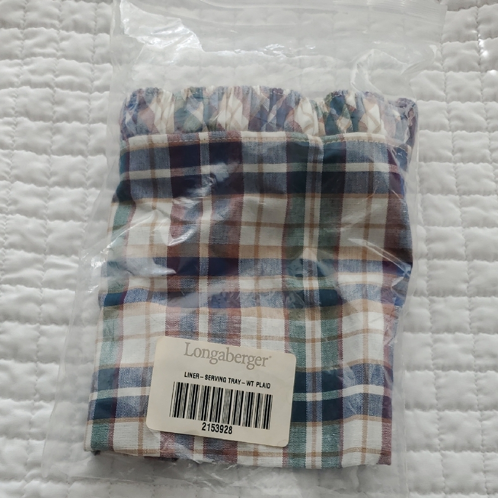 New Longaberger Plaid Fabric Serving Tray Liner Woven Traditions